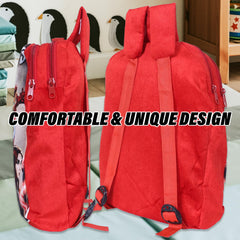 Kuber Industries Marvel Avengers Backpack | 2 Compartment Velvet School Bag | School Bag for Kids | Kids School Backpack | Backpack for School | Red