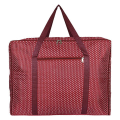 Kuber Industries Travel Duffle Bag for Women Men|Dot Print Large Size Underbed Storage Bag|Polyester Waterproof Wardrobe Organizer|Pack of 2 (Maroon)