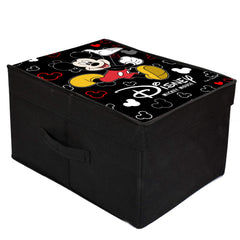 Kuber Industries Disney Mickey Mouse Print Non Woven 2 Pieces Fabric Foldable Shirt Cover Storage Organizer Box with with Lid, Extra Large (Black)-KUBMART3467