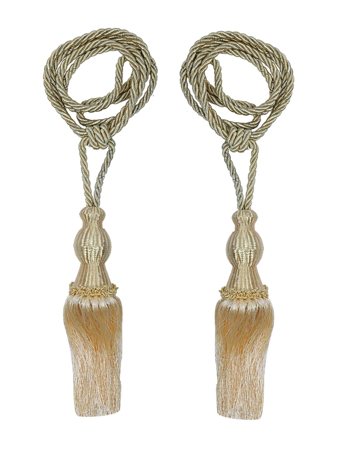 Kuber Industries Polyester 2 Pieces Curtain Tie Back Tassel Set (Gold) -CTKTC12832