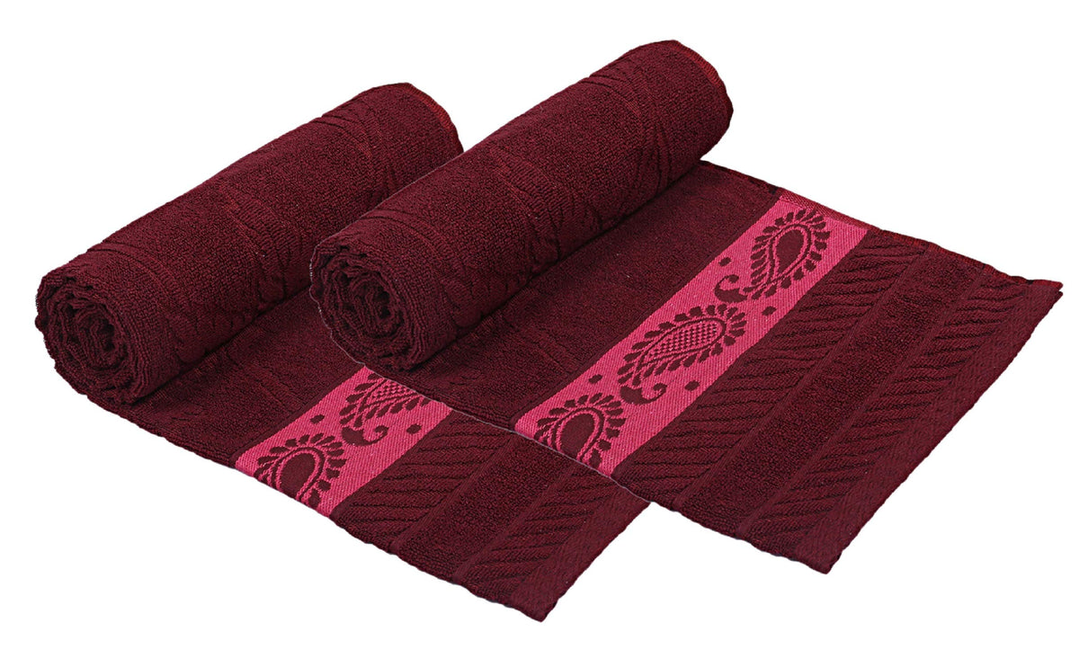 Kuber Industries 100% Cotton 2 Pieces Bath Towel 27" x54” (Maroon) -CTKTC28911