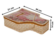 Heart Home Check Printed Transparent Blouse Cover Wardrobe Organiser Clothes Storage Bag With 1 Small Pocket (Set of 2,Gold)-HS_38_HEARTH21429