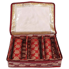 Kuber Industries Multipurpose Carry Design Laminated 3 Rod Bangle Box/Organizer/Case With Tranasparent Top (Red)-47KM0129
