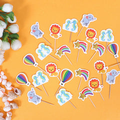 Kuber Industries Cupcake Toppers | Cardboard Cupcake Picks |Decorations Supplies for Farewell | Birthday Party | Theme Cupcake Topper | 50 Pieces | DT-2150 | Multicolor