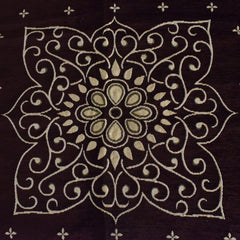 Heart Home Rangoli Printed Velvet 4 Seater Center Table Cover,40"x60" (Brown)-44HH0109