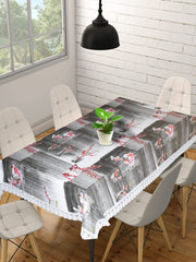 Kuber Industries Flower Printed PVC 6 Seater Dinning Table Cover 60"x90" (Grey)-HS43KUBMART25641, Standard