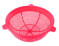 Kuber Industries Baskets for Fruits and Vegetables, Multipurpose and Handy Storage Basket Unbreakable Round Plastic Basket (Pink)-Pack of 3-KUBMART15151