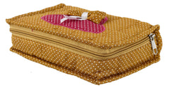 Fun Homes Cotton Multipurpose 7 Pocket Dot Printed Jewellery Storage Bag Pouch/Travel Kit Organizer (Purple & Gold)-Pack of 2-FHUNH15465