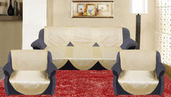 Kuber Industries Cotton Floral Flower Design Shining Cotton 6 Pieces 5 Seater Sofa Cover Set - CTKTC34056 (Gold, Standard)