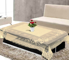 Heart Home 40"x60" Floral Design PVC Waterproof & Antislip Center Table Cover for 4 Seater (Gold)