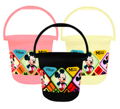 Kuber Industries Disney Mickey Minnie Print Unbreakable Virgin Plastic Strong Bathroom Bucket ,16 LTR (Pink & Cream & Black)-Pack of 3 -HS_35_KUBMARTS17869