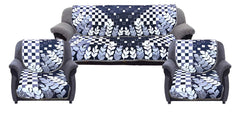 Kuber Industries Leaf Print 6 Piece Velvet 5 Seater Sofa Cover Use Both Side, Living Room, Drawing Room, Bedroom, Guest Room - Black-KUBMART011150