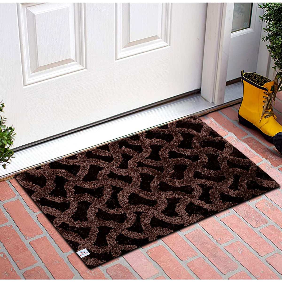 Heart Home Washable, Non Slip Velvet Doormat for Indoor (Dark Brown)