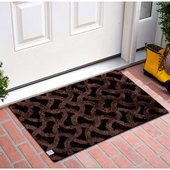 Heart Home Soft, Lightweigth, Washable, Non Slip Doormat Entrance Rug Dirt Trapper Mat Shoes Scraper for Entry, Patio, Porch (Dark Brown)