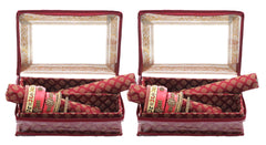Kuber Industries Brocade Hardboard 2 Pieces Two Rod Bangle Box (Maroon) - CTKTC42039