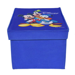Kuber Industries Disney Tram Mickey Mouse Print Non Woven Fabric Foldable Cloth Storage Wardrobe Organiser Box with Lid, (Extra Large, Black & Royal Blue, 2 Pieces)-KUBMART1733