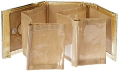 Kuber Industries Fabric Foldable Bindi Kit Golden Tissue Laminated, 16 Flaps, Golden