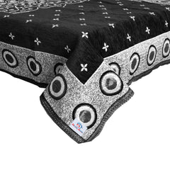 Heart Home Rangoli Printed Velvet 4 Seater Center Table Cover,40"x60" (Black)-44HH0111