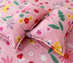 Kuber Industries Fitted Double Bedsheet|Glace Cotton Floral Print Bedsheet with 2 Pillow Covers for Living Room|Bedroom|6x6 Feet (Pink)