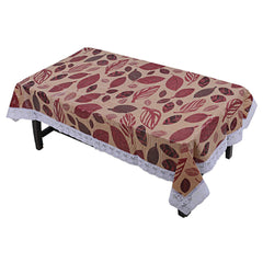 Kuber Industries Leaf Design PVC 4 Seater Centre Table Cover - Brown