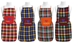 Kuber Industries Unisex Cotton Apron with Front Pocket|I Love Cooking Print & WaterProof Outer Layer|Size 75 x 50 x 1 CM|Pack of 4 (Multi) -CTKTC8867