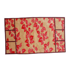 Fun Homes Leaf Design 3 Pieces PVC Fridge Mats,2 Piece Handle Cover and 1 Piece Fridge Top Cover (Gold & Red), Standard (Fun0170)