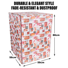 Heart Home Washing Machine Cover | Dil Check Print Washing Machine Cover | Soft PVC | Front Load Washing Machine Cover | White