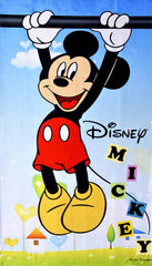 Kuber Industries Disney Mickey Print 2 Pieces Polyester Special Blackout Long Crush Eyelet Door Curtain 7 Feet (Sky Blue)-KUBMART033