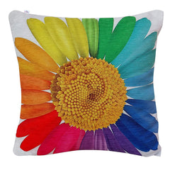Heart Home Cushion Cover|Sofa Cushion Covers|Sun Flower Print Sitting Cushion Cover|Polyester Cushion Filler|16x16 Inch|Set of 5 (White)