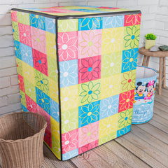 Heart Home Washing Machine Cover | Yellow & Check Print Washing Machine Cover | PVC | Top Load Fully-Automatic Washing Machine Cover | Multi