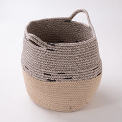 Kuber Industries Cotton Woven Storage Basket With Handle|Shelf Basket Hamper|Organizer for Toys, Socks, Cosmetic|Capacity 22 L|BEIGE|