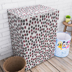 Heart Home Washing Machine Cover | Multi Dot Print Washing Machine Cover | PVC Top Load Semi-Automatic Washing Machine Cover | Cream