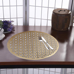 Kuber Industries PVC Soft Leather 6 Pieces Dining Table Placemat Set (Gold) -CTLTC11352