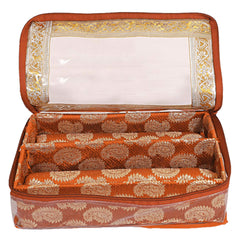 Heart Home Multipurpose Carry Design Laminated 2 Rod Bangle Box/Organizer/Case With Tranasparent Top (Orange)-47HH05