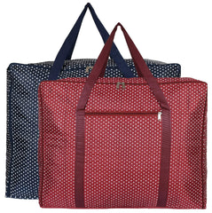 Kuber Industries Dot Printed Large Size Foldable Travel Duffle Bag, Underbed Storage BagLuggage Bag- Pack of 2 (Blue & Maroon) (HS_36_KUBMART019084)