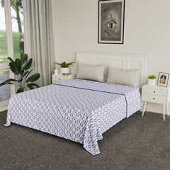 Kuber Industries Blanket | Cotton Double Bed Dohar | Blanket For Home | Reversible AC Blanket For Travelling | Blanket For Summer | Blanket For Winters | Carry Print | Blue