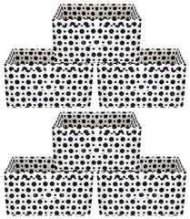 Kuber Industries Dot Printed Printed Multipurposes Rectangular Flodable Storage Box, Drawer Storage and Cloth Organizer- Pack of 6 (Black & White)-HS43KUBMART26349