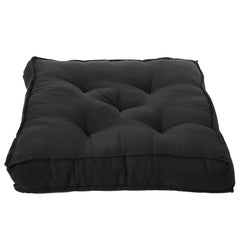 Kuber Industries Cotton Decorative Fabric Chair pad/Back Support/Seat Cushion and Handmade Quilting,14" x 14" Inch (Black) - CTKTC46191