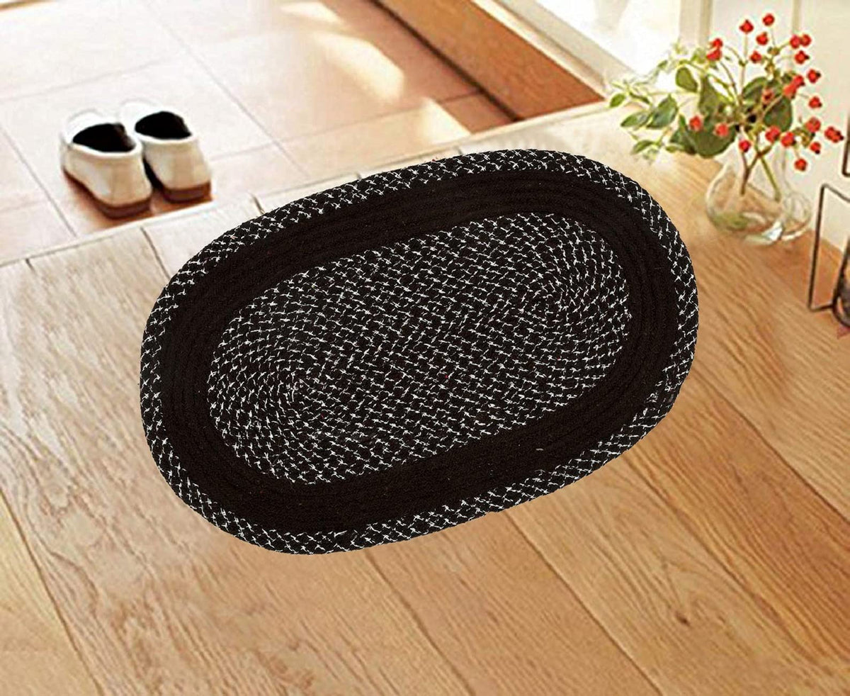 Heart Home Oval Design Soft Cotton Blend Anti Slip Door Mat 18"x26"(Brown) CTHH5510