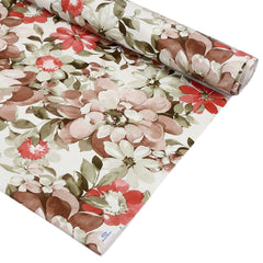 Heart Home Flower Print PVC Wardrobe Kitchen Drawer Cupboard Cabinet Shelf Mat, Shelf Liner 10 Mtr (Cream & Red)-HHEART15095,Standard