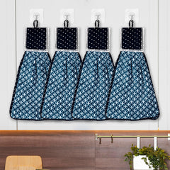 Kuber Industries Napkin | Washbasin Hanging Napkin | Kitchen Towel with Ties | Napkin for Kitchen | Circle Napkin for Bathroom | Hand Towel for Kitchen | Pack of 4 | Blue