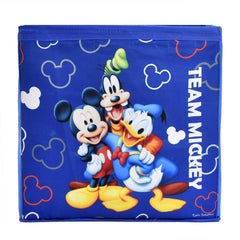 Kuber Industries Disney Team Mickey Print Non Woven Fabric 2 Pieces Foldable Large Size Cloth Storage Box Toy, Books Wardrobe Organiser Cube with Handle (Royal Blue)