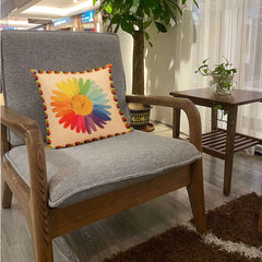 Heart Home Cushion Cover|Sofa Cushion Covers|Sun Flower Print Sitting Cushion Cover|Polyester Cushion Filler|16x16 Inch|Set of 5 (Multicolor)