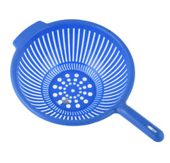 Heart Home Plastic Strainer Colander with Long Handle Use for Pasta, Noodles, Spaghetti, Vegetables and More (Blue)-Pack of 2-HHEART15123