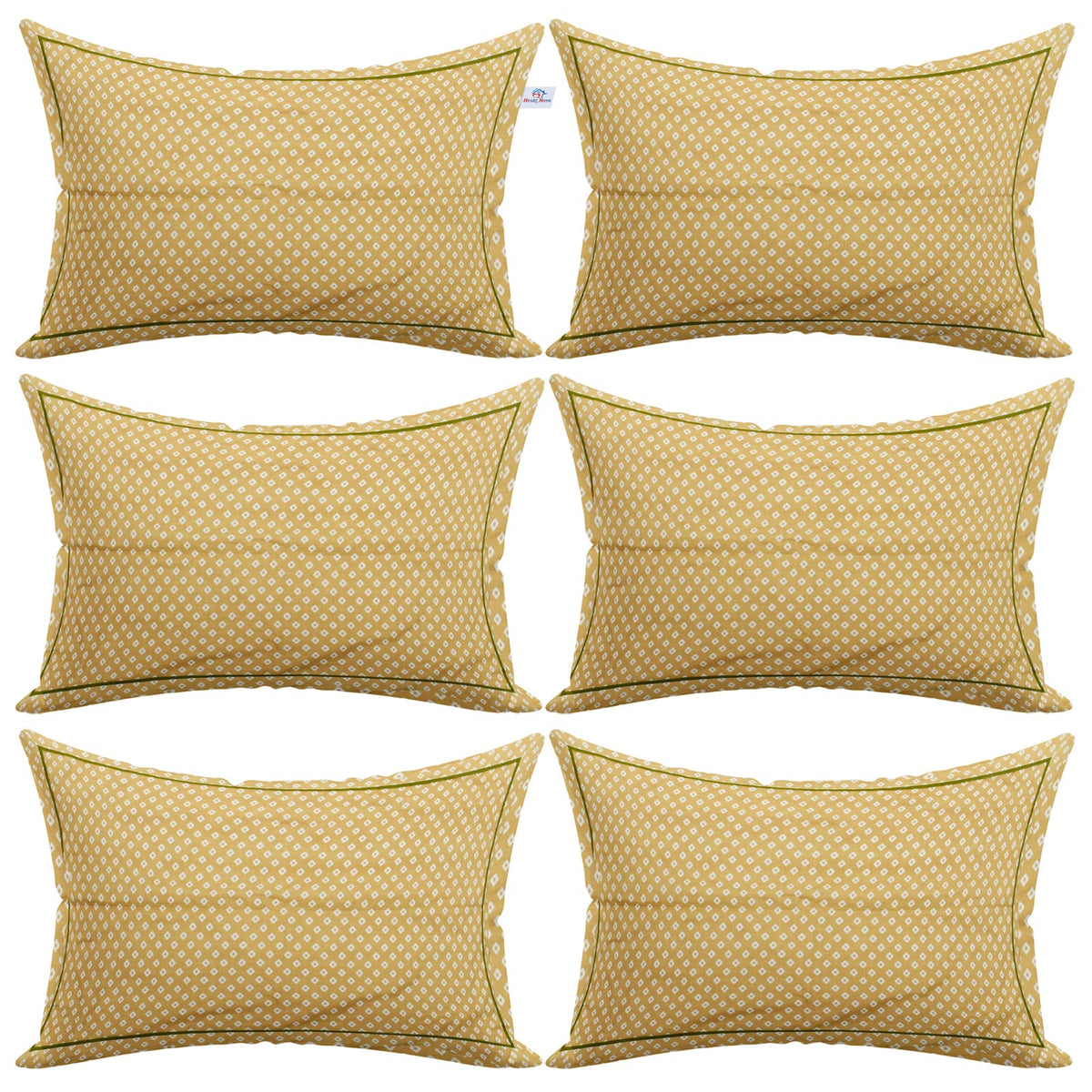 Heart Home Rhombus Design Cotton Pillow Covers, 18 x 28 inch, Set of 6 (Brown)
