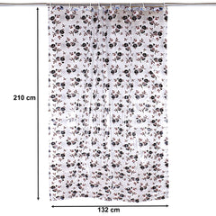 Kuber Industries PVC Waterproof Rose Print Shower Curtain for Bathroom with 8 Ring,7 Feet (Brown)