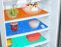 Kuber Industries Diamond Design 3 Pieces PVC Refrigerator/Fridge Multipurpose Drawer Mat Set(Blue, Green and Orange)- CTKTC032405