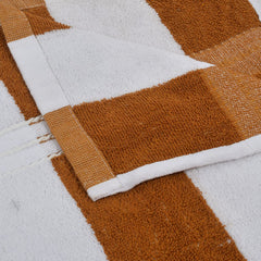 Kuber Industries Lining Design Soft Cotton Bath Towel, 30"x60", Pack of 2 (Brown & White)