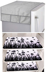 Kuber Industries Jungle Design 3 Pieces PVC Fridge Mats and 1 Piece Fridge Top Cover (Silver) - CTKTC039653