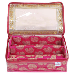 Heart Home Feather Design Laminated 2 Rod Box, Organizer For Bangle, Watches, Bracelets, Jewellery With Tranasparent Top (Pink)-47HH0222